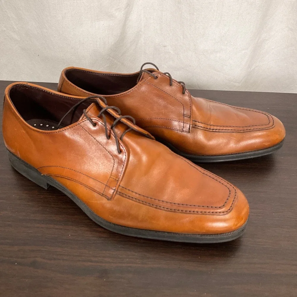 Allen Edmonds‎ Tribeca Shoes Men 9.5D Tan Leather Apron Toe Shoes 16021 USA